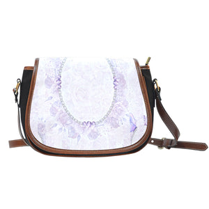 Lady Butterfly Themed Design 02 Crossbody Shoulder Canvas Leather Saddle Bag