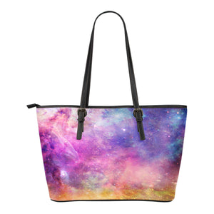 Pastel Galaxy Themed Design C3 Women Small Leather Tote Bag