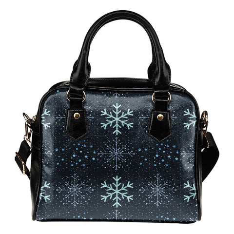 Christmas Themed Design B10 Women Fashion Shoulder Handbag Black Vegan Faux Leather