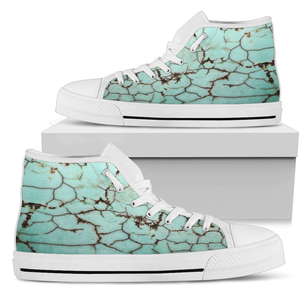 Cracked Dirty Marble Tile Women High Top Shoes