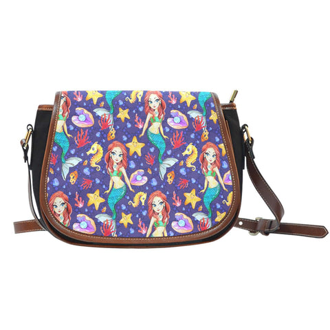 Mermaids Siren Under The Sea Leather Saddle Bag - STUDIO 11 COUTURE
