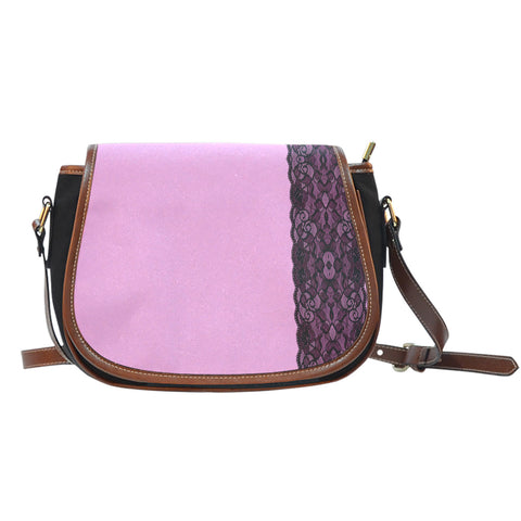 Lace Themed DFS1 Crossbody Shoulder Canvas Leather Saddle Bag