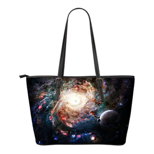 Galaxy Themed Design C8 Women Small Leather Tote Bag
