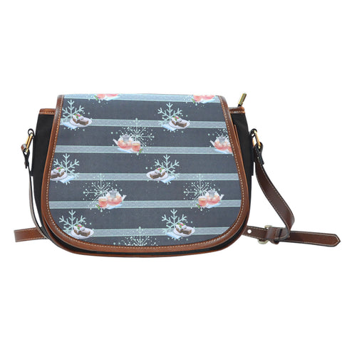 Christmas Themed Design A8 Crossbody Shoulder Canvas Leather Saddle Bag