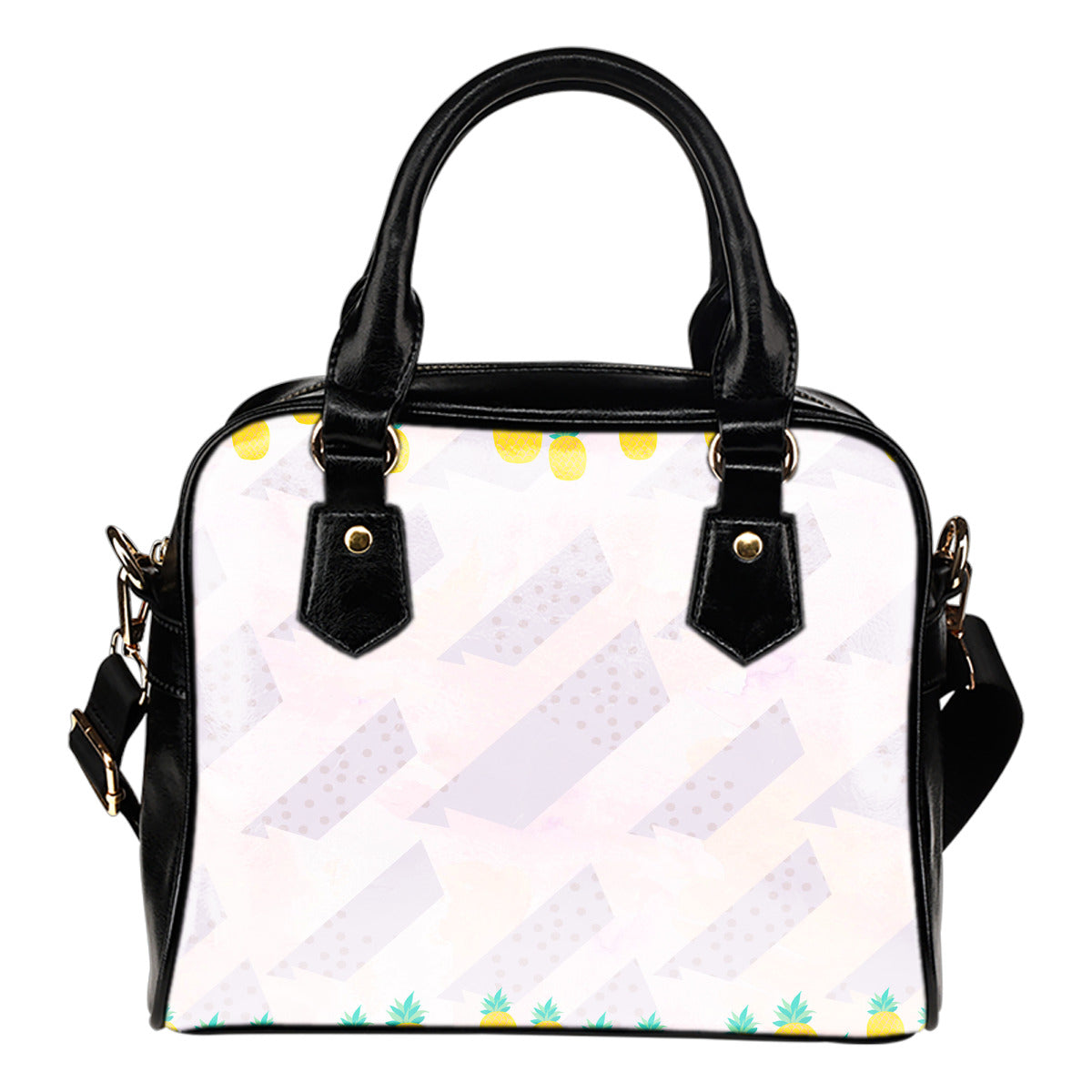 Fruits Themed Design B4 Women Fashion Shoulder Handbag Black Vegan Faux Leather