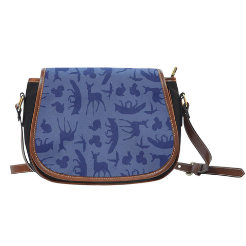 Snow White Wood Lands Creature Theme Women Fashion Canvas Crossbody Shoulder Canvas Leather Saddle Bag - STUDIO 11 COUTURE
