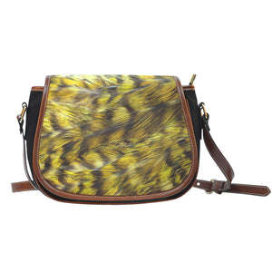 Feather Themed Design #12 Crossbody Shoulder Canvas Leather Saddle Bag