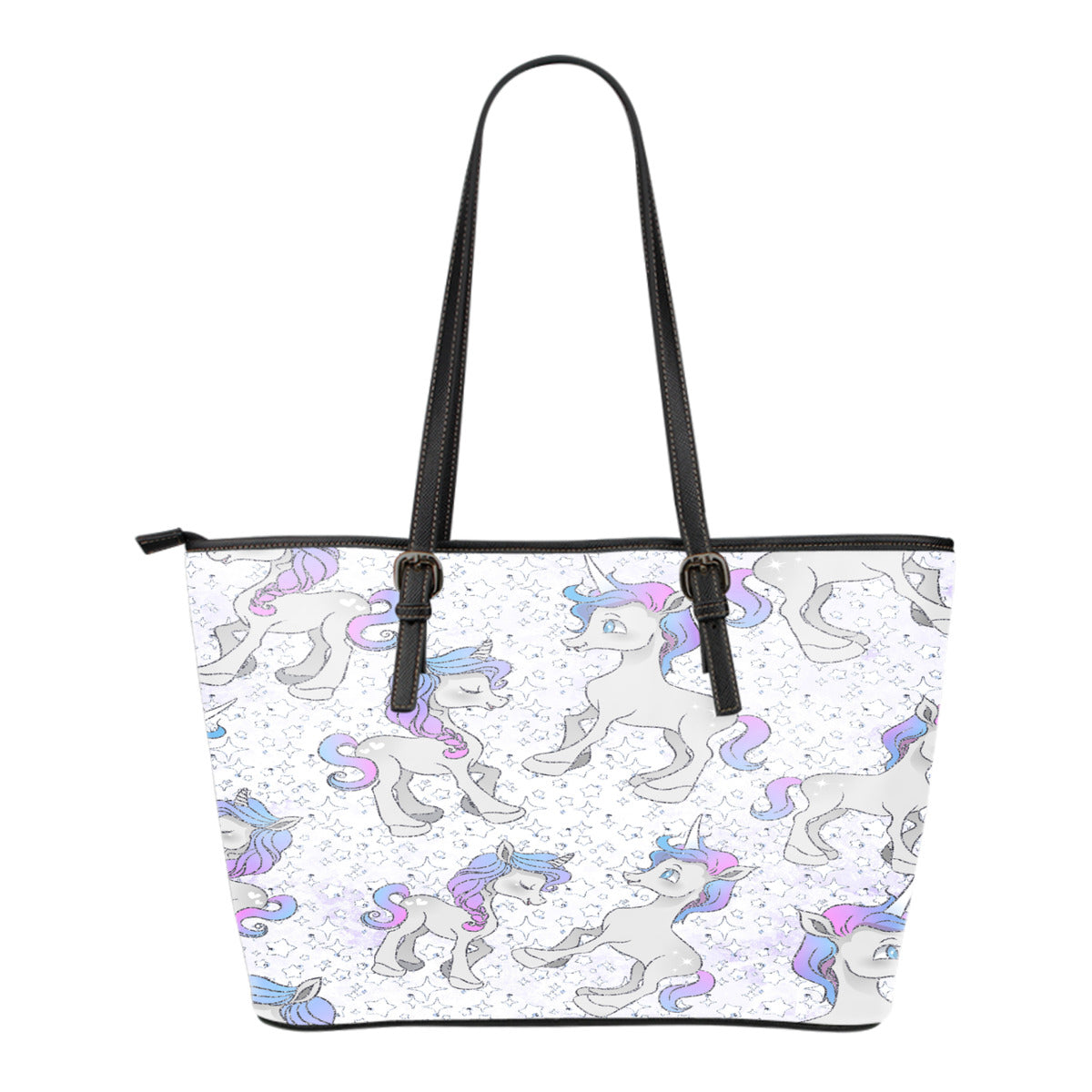 Unicorn Themed Design C5 Women Small Leather Tote Bag