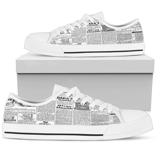 Scrambled Eggs Old Newspaper Women Low Top Shoes