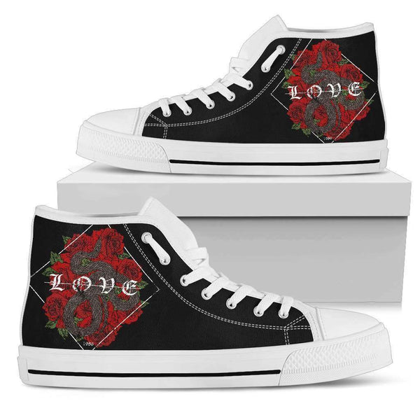 Snake Rose Womens High Top Shoes