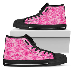Pink Damask Women High Top Shoes - STUDIO 11 COUTURE