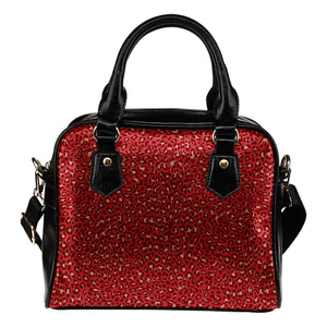 Leopard Print Themed Design B12 Women Fashion Shoulder Handbag Black Vegan Faux Leather