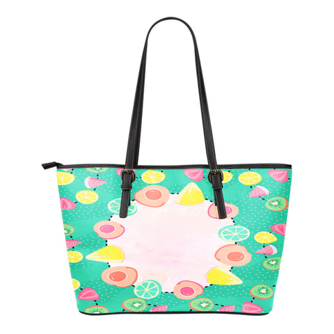Fruits Themed Design C7 Women Large Leather Tote Bag