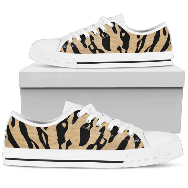 White Tiger Skin Womens Low Top Shoes - STUDIO 11 COUTURE