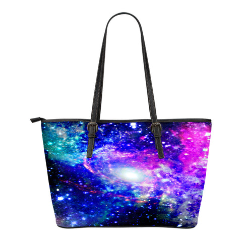 Galaxy Themed Design C2 Women Small Leather Tote Bag