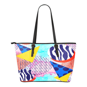 80s Fashion Themed Design C12 Women Small Leather Tote Bag