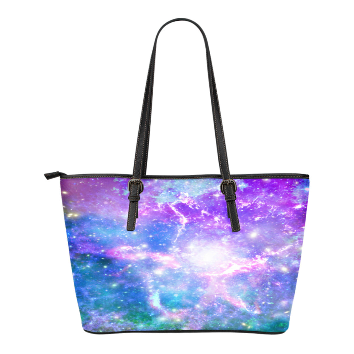Pastel Galaxy Themed Design C5 Women Small Leather Tote Bag