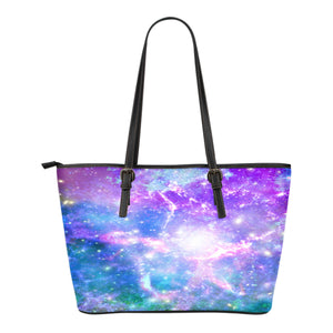 Pastel Galaxy Themed Design C5 Women Small Leather Tote Bag