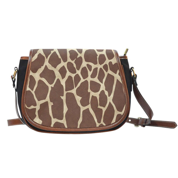 Animal Prints Giraffe 2 Crossbody Shoulder Canvas Leather Saddle Bag