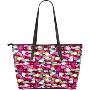Candy Themed Design C12 Women Large Black Faux Leather Tote Bag