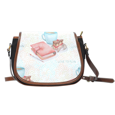 Crafter Fashion Themed Design A13 Crossbody Shoulder Canvas Leather Saddle Bag