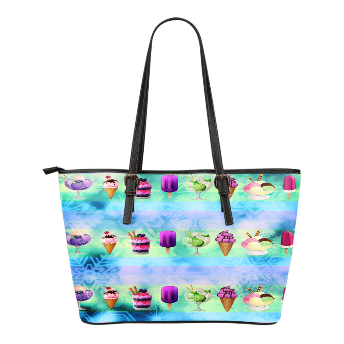 Ice Cream Themed Design C2 Women Small Leather Tote Bag