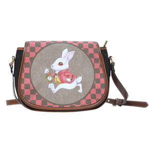 Alice Checkerd Rabbit Leather Saddle Bag - STUDIO 11 COUTURE