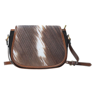 Feather Themed Design #03 Crossbody Shoulder Canvas Leather Saddle Bag