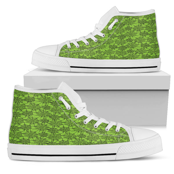 Green Spider Web Halloween Women High Top Shoes - STUDIO 11 COUTURE