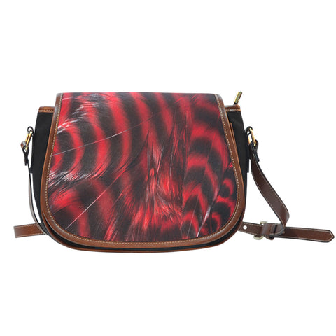 Feather Themed Design #06 Crossbody Shoulder Canvas Leather Saddle Bag