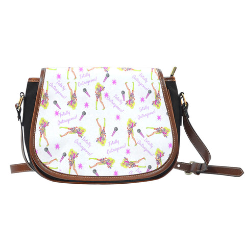 Jems And Holograms Themed Design A6 Crossbody Shoulder Canvas Leather Saddle Bag