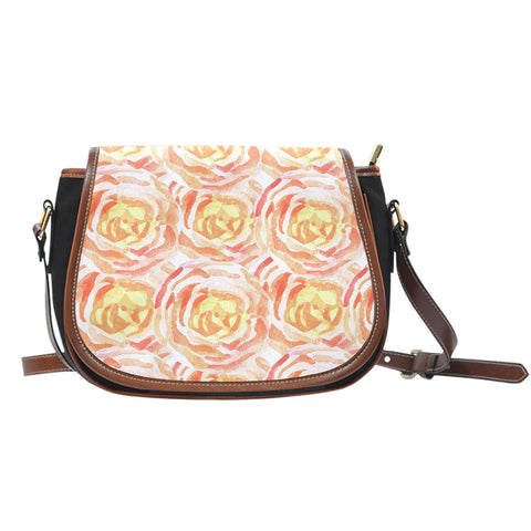 Floral Spring (C7) Crossbody Shoulder Canvas Leather Saddle Bag
