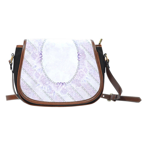 Lady Butterfly Themed Design 12 Crossbody Shoulder Canvas Leather Saddle Bag