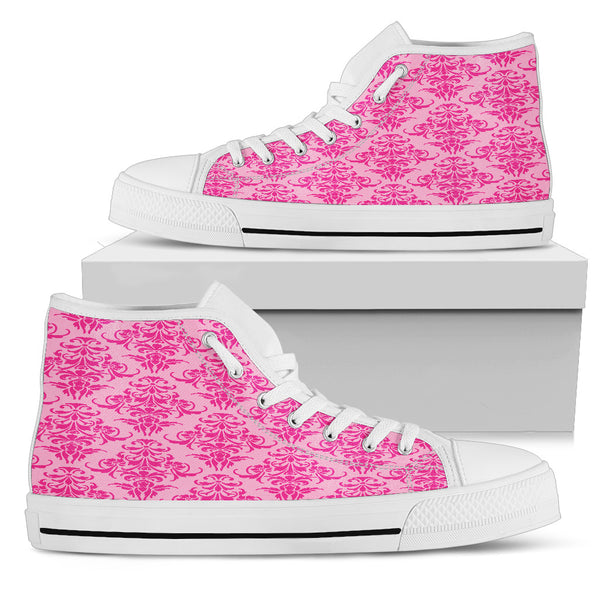 Pink Damask Women High Top Shoes - STUDIO 11 COUTURE