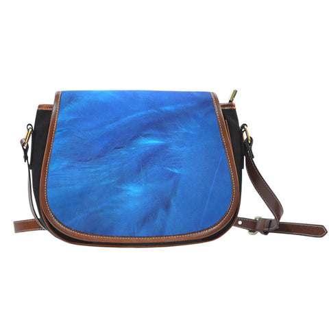 Feather Themed Design #05 Crossbody Shoulder Canvas Leather Saddle Bag