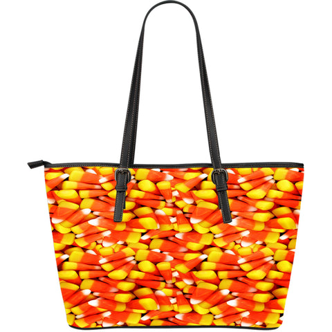 Candy Themed Design C13 Women Large Black Faux Leather Tote Bag