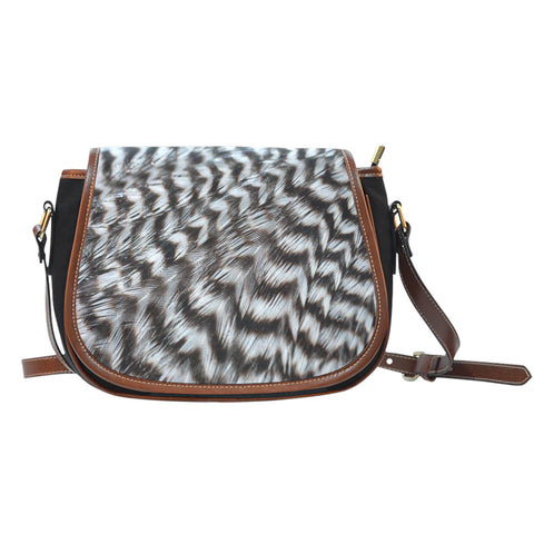 Feather Themed Design #13 Crossbody Shoulder Canvas Leather Saddle Bag