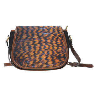 Feather Themed Design #01 Crossbody Shoulder Canvas Leather Saddle Bag