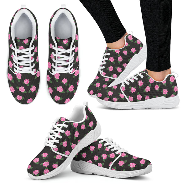 Small Black Rose Women Athletic Sneakers