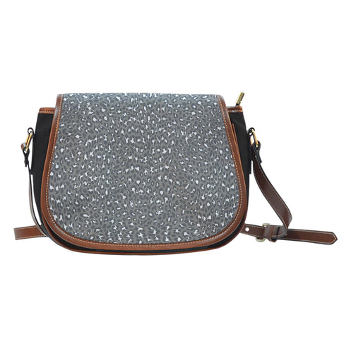 Leopard Print Themed Design 19 Crossbody Shoulder Canvas Leather Saddle Bag