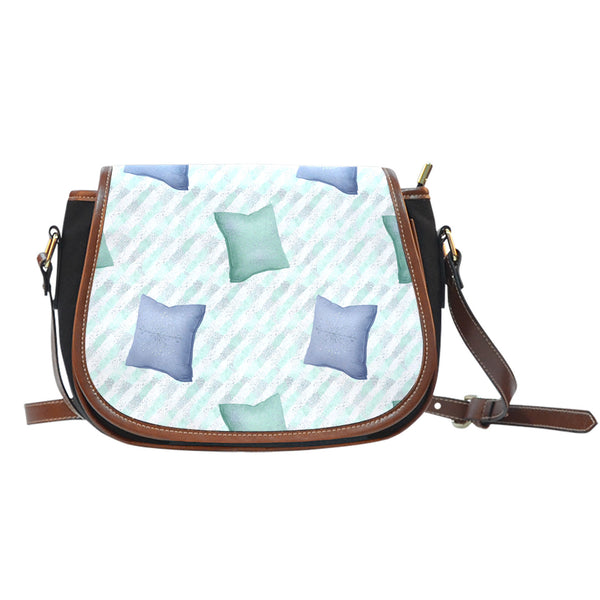 Christmas Themed Design A2 Crossbody Shoulder Canvas Leather Saddle Bag