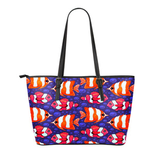 Mermaid Themed Design C10 Women Small Leather Tote Bag