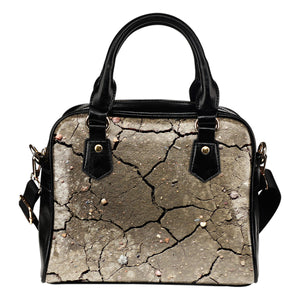 Nature Themed Design B16 Women Fashion Shoulder Handbag Black Vegan Faux Leather