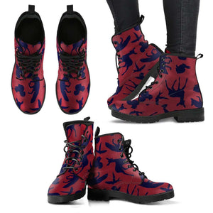 Woodland Creatures Red Womens Leather Boots - STUDIO 11 COUTURE