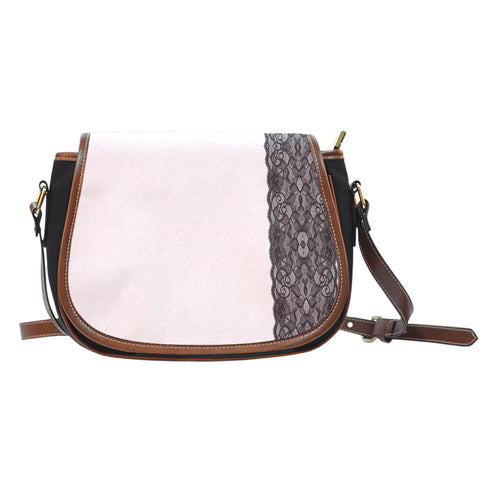 Lace Themed DFS0 Crossbody Shoulder Canvas Leather Saddle Bag
