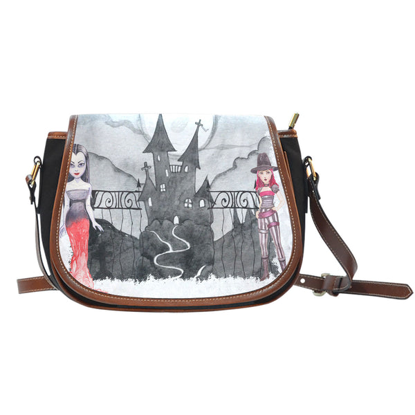 Vampire Themed Design 15 Crossbody Shoulder Canvas Leather Saddle Bag