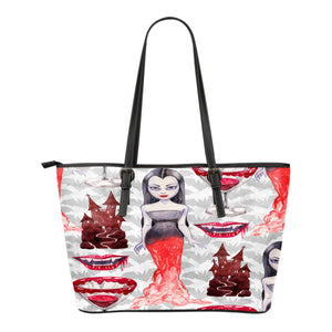 Vampire Themed Design C3 Women Small Leather Tote Bag