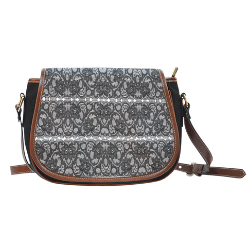 Lace Themed DFS12 Crossbody Shoulder Canvas Leather Saddle Bag