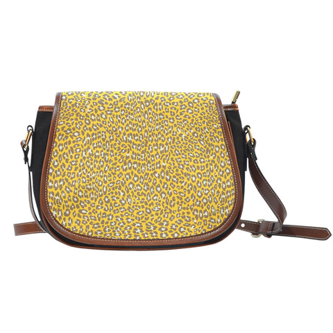 Leopard Print Themed Design 14 Crossbody Shoulder Canvas Leather Saddle Bag