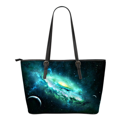 Galaxy Themed Design C7 Women Small Leather Tote Bag